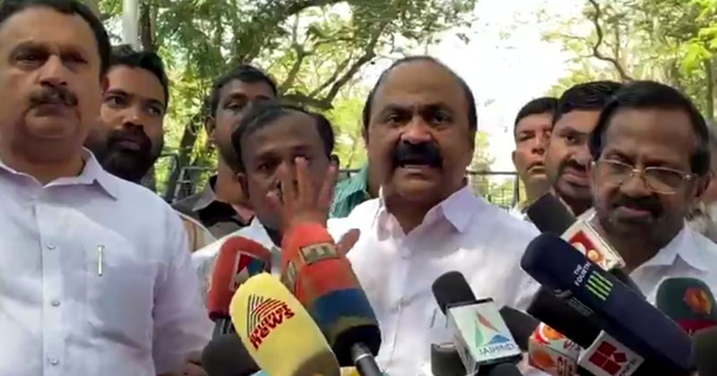 സിപിഎം, സംഘപരിവാർ പാതയിലെന്ന് പ്രതിപക്ഷ നേതാവ്; സജി ചെറിയാന്‍ വിഷയത്തില്‍ രാജ്ഭവന്‍ മാർച്ച് നടത്തി കോണ്‍ഗ്രസ്