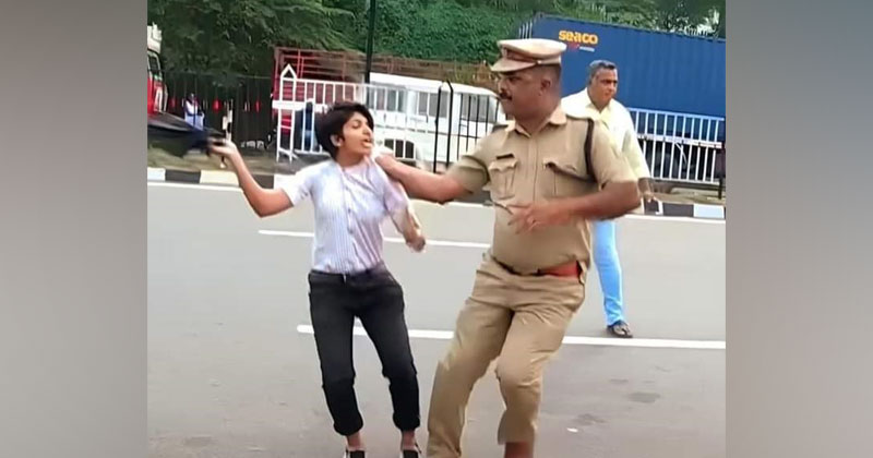 കരിങ്കൊടി കാണിച്ച കെഎസ് യു പ്രവര്‍ത്തകയെ കയറിപ്പിടിച്ച് പുരുഷ പോലീസ്; പ്രതിഷേധം ആളിക്കത്തുന്നു