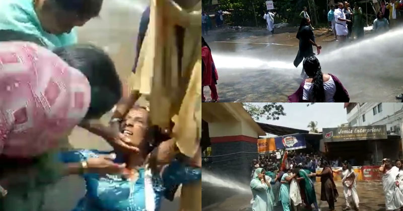 മഹിള കോൺഗ്രസ് മാര്‍ച്ചില്‍ സംഘര്‍ഷം; ജല പീരങ്കി പ്രയോഗത്തില്‍ നിരവധി പ്രവര്‍ത്തകര്‍ക്ക് പരിക്ക്