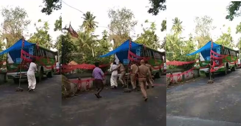 ഹൈക്കോടതി വിധിയെത്തുടര്‍ന്ന് കൊടിതോരണം അഴിച്ചു മാറ്റാനെത്തി; ബസ് ഉടമയ്ക്ക് പോലീസ് നോക്കിനില്‍ക്കെ സിഐടിയു നേതാവിന്‍റെ മര്‍ദ്ദനം