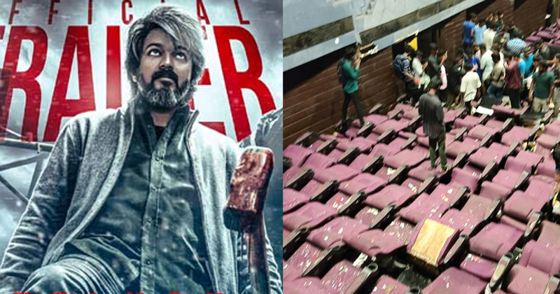 ലിയോ ട്രെയിലര്‍ പ്രദര്‍ശിപ്പിച്ച ചെന്നൈയിലെ തീയറ്റര്‍ ആരാധകര്‍ പൊളിച്ചടുക്കി