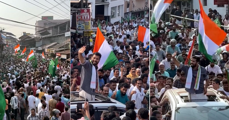 പേരാമ്പ്രയെ ഇളക്കിമറിച്ച് ഷാഫി പറമ്പിലിന്‍റെ റോഡ് ഷോ; ആഘോഷമാക്കി വന്‍ ജനാവലി