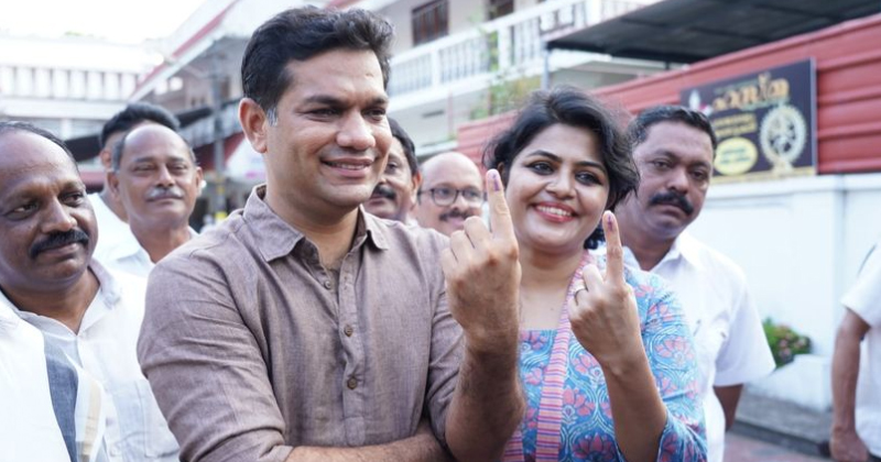 പിതാവിന്‍റെ കല്ലറയിൽ എത്തി അനുഗ്രഹം വാങ്ങി; ഭാര്യ അന്നയുമൊത്ത് വോട്ട് രേഖപ്പെടുത്തി ഹെെബി ഈഡന്‍