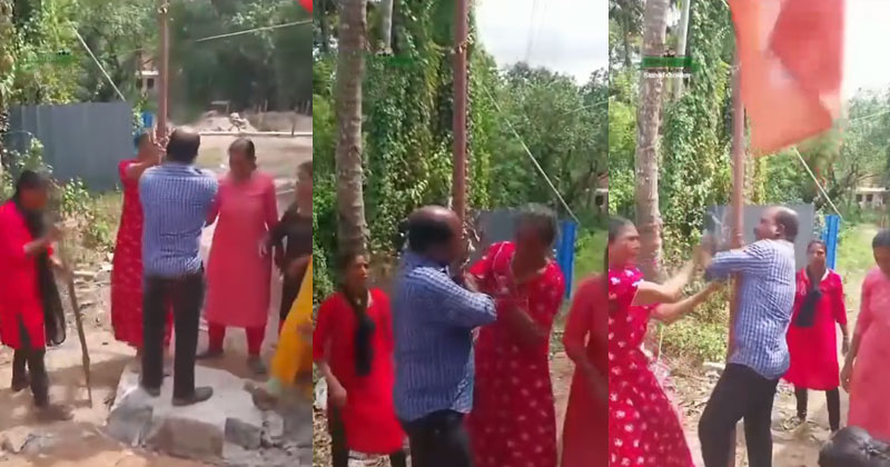 വഴിയടച്ച് സിപിഎം കൊടിമരം; പിഴുതെറിഞ്ഞ് നാട്ടുകാർ | VIDEO