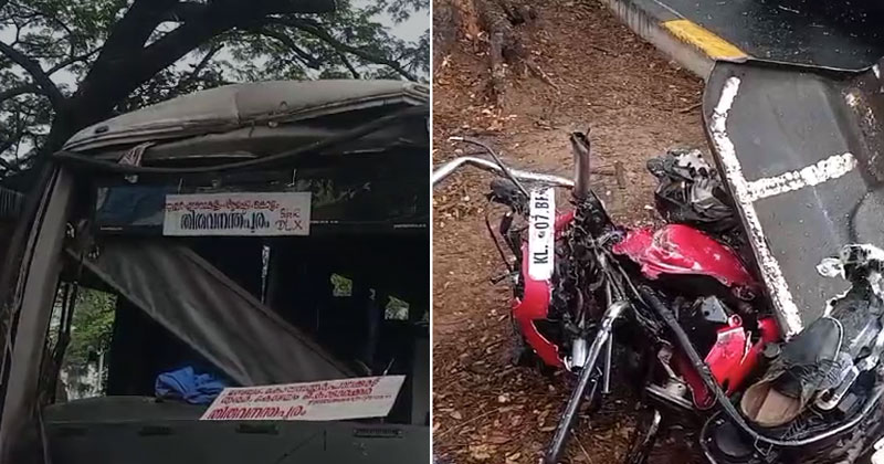 രണ്ടു കെഎസ്ആർടിസി ബസുകള്‍ക്കിടയില്‍ ഞെരിഞ്ഞമർന്നു; കൊച്ചിയില്‍ ബൈക്ക് യാത്രികർക്ക് ദാരുണാന്ത്യം