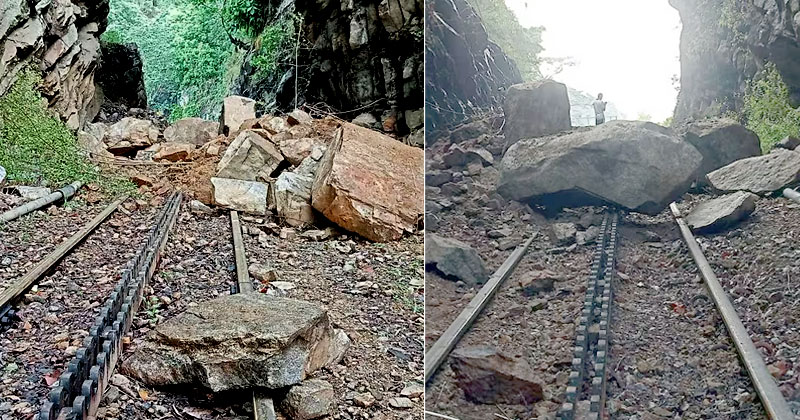 ഊട്ടിയിൽ പെരുമഴ: റെയിൽപ്പാളത്തിലേക്ക് കല്ലിടിഞ്ഞു വീണു; ട്രെയിൻ സർവീസ് റദ്ദാക്കി