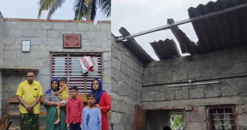 ശക്തമായ കൊടുങ്കാറ്റിൽ ഷീറ്റുകൊണ്ട് നിർമിച്ച വീടിന്‍റെ മേൽക്കൂര പറന്നു പോയി; കിടപ്പാടം നഷ്ടപ്പെട്ട് ഉസ്മാൻ കുഞ്ഞും കുടുംബവും