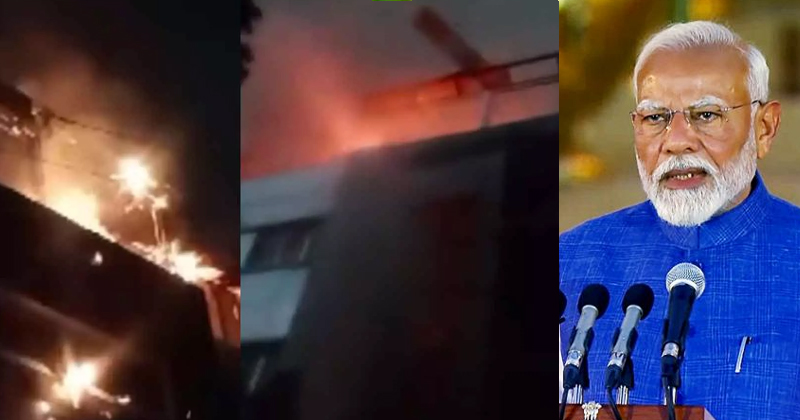 മോദി സർക്കാരിന്‍റെ സത്യപ്രതിജ്ഞാ ചടങ്ങിന് വെടിക്കെട്ട്; ബിജെപി ഓഫീസിന് തീപിടിച്ചു