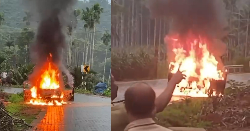 വയനാട്ടില്‍ ഓടിക്കൊണ്ടിരിക്കെ കാർ കത്തി നശിച്ചു