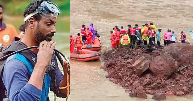 അർജുനെ കണ്ടെത്താന്‍ തീവ്രശ്രമം; പരിശോധനയ്ക്കിടെ വടംപൊട്ടി ഒഴുക്കില്‍പ്പെട്ട് ഈശ്വർ മാല്‍പെ, രക്ഷപ്പെടുത്തിയത് നാവികസേന