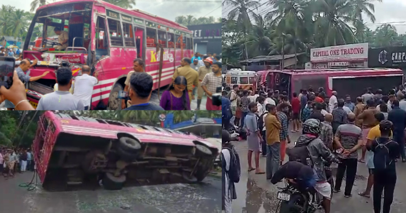 കോഴിക്കോട് എലത്തൂരില്‍ സ്വകാര്യ ബസ് മറിഞ്ഞു 15 പേർക്ക് പരുക്ക്