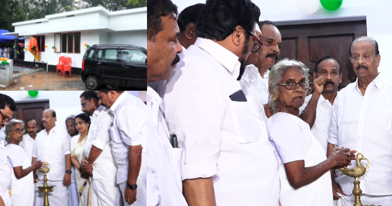 സ്നേഹവീടൊരുക്കി കെപിസിസി;  വീടിന്‍റെ താക്കോല്‍ കെ. സുധാകരന്‍ മറിയക്കുട്ടിക്ക് കൈമാറി