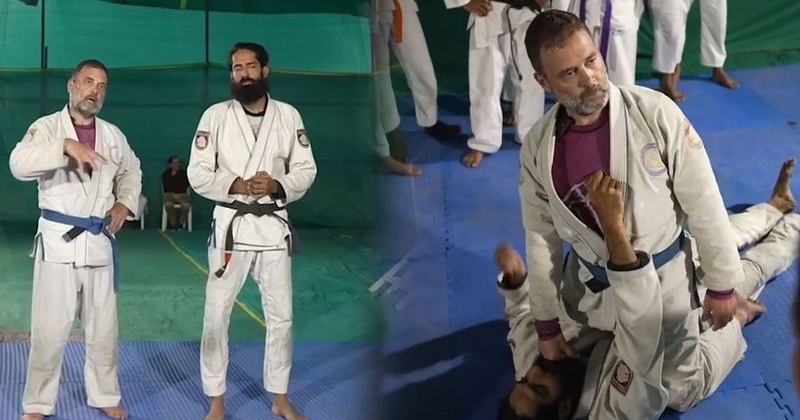 അസാമാന്യ മെയ്‌വഴക്കം, ദേശീയ കായിക ദിനത്തില്‍ 'ജിയു-ജിറ്റ്സു' പരിശീലനത്തിന്‍റെ വീഡിയോ പങ്കുവെച്ച്  രാഹുൽ ഗാന്ധി | VIDEO