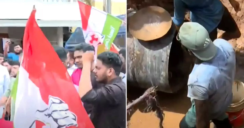 വെള്ളംകുടി മുട്ടി തലസ്ഥാനം; കുടവുമായി യൂത്ത് കോണ്‍ഗ്രസ് പ്രതിഷേധം