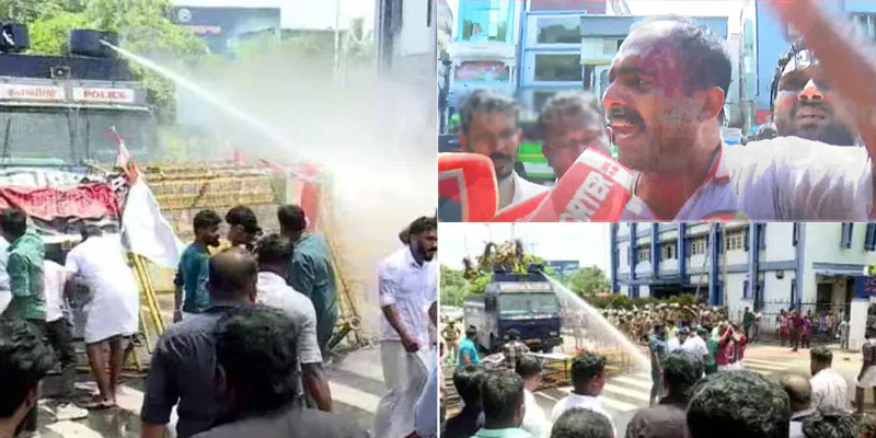 തലസ്ഥാനത്ത് പോലീസിന്‍റെ നരനായാട്ട്;  യൂത്ത് കോണ്‍ഗ്രസിന്‍റെ സെക്രട്ടറിയേറ്റ് മാര്‍ച്ചില്‍ പോലീസ് അതിക്രമം