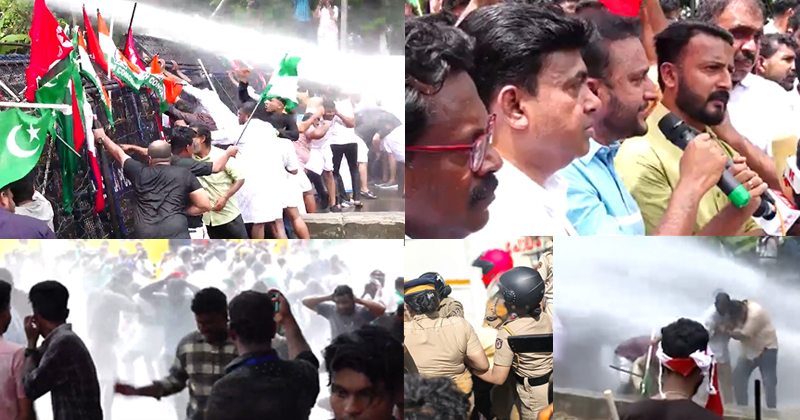 മുഖ്യമന്ത്രിയുടെ രാജി ആവശ്യപ്പെട്ട് യുഡിവൈഎഫിന്‍റെ നിയമ സഭാ മാര്‍ച്ച്, പ്രവര്‍ത്തകര്‍ക്ക് നേരെ പോലീസ് അതിക്രമം, രാഹുല്‍ മാങ്കൂട്ടത്തിലും പി.കെ. ഫിറോസും അറസ്റ്റില്‍