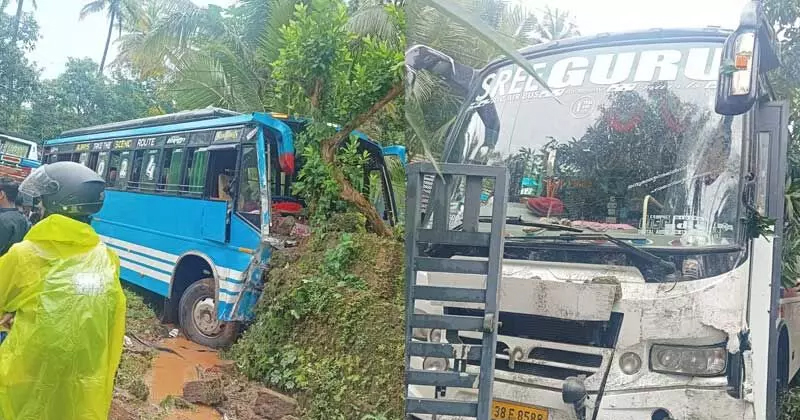 കൊട്ടിയൂരിൽ സ്വകാര്യ ബസും ടൂറിസ്റ്റ് ബസും കൂട്ടിയിടിച്ച് 16 പേർക്ക് പരുക്ക്
