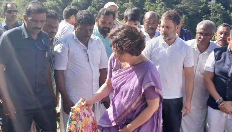 പുത്തുമല സന്ദര്‍ശിച്ച് രാഹുലും പ്രിയങ്കയും; ദുരന്തത്തില്‍ മരിച്ചവരുടെ ശവകുടീരത്തില്‍ പൂക്കള്‍ അര്‍പ്പിച്ചു പ്രാര്‍ത്ഥിച്ച ശേഷം മടക്കം